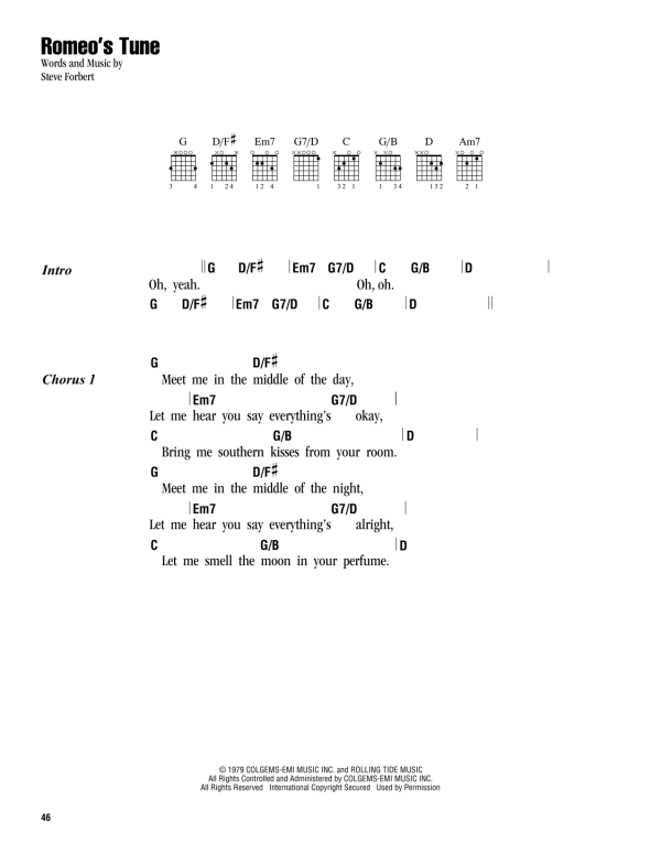 Keith Urban Romeo's Tune Musik Noten - Guitar Chords/Lyrics - 163039-0