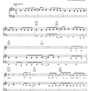 Keith Urban Standing Right In Front Of You Musik Noten - Piano, Vocal & Guitar Chords - 70921-0