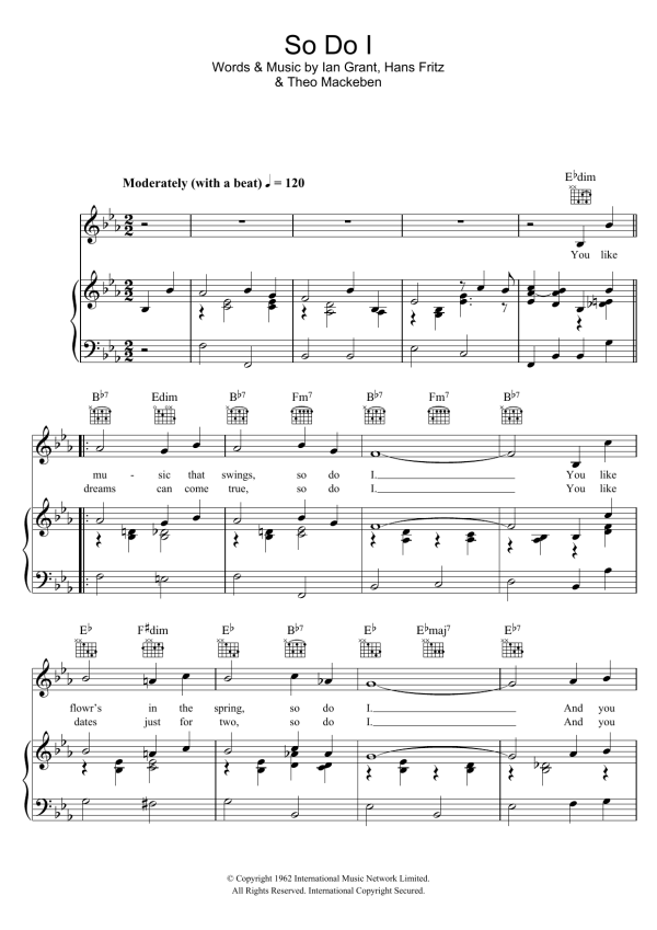 Kenny Ball So Do I Musik Noten - Piano, Vocal & Guitar Chords - 105651-0