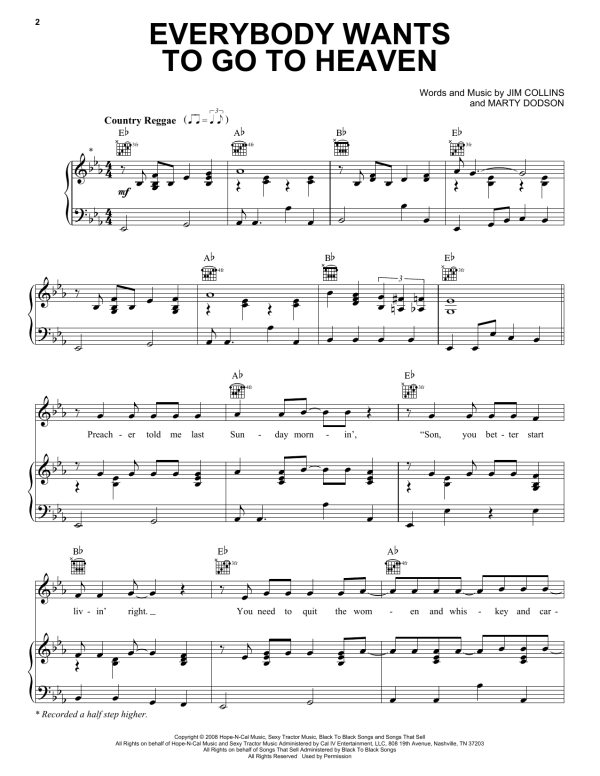 Kenny Chesney Everybody Wants To Go To Heaven Musik Noten - Piano, Vocal & Guitar Chords - 175405-0