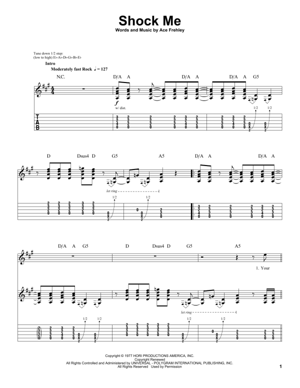 KISS Shock Me Musik Noten - Guitar Tab - 82323-0