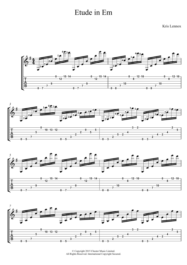 Kris Lennox Etude In Em Musik Noten - Guitar Tab - 120921-0