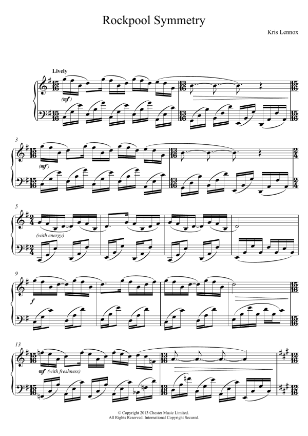 Kris Lennox Rockpool Symmetry Musik Noten - Piano Solo - 118799-0