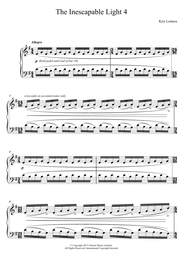 Kris Lennox The Inescapable Light #4 Musik Noten - Piano Solo - 118798-0