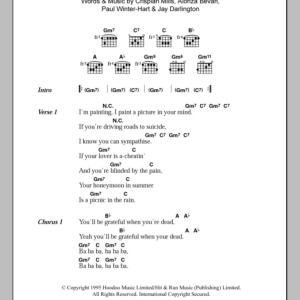 Kula Shaker Grateful When You're Dead / Jerry Was There Musik Noten - Guitar Chords/Lyrics - 102605-0