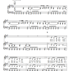 Lana Del Rey West Coast Musik Noten - Piano, Vocal & Guitar Chords - 154141-0