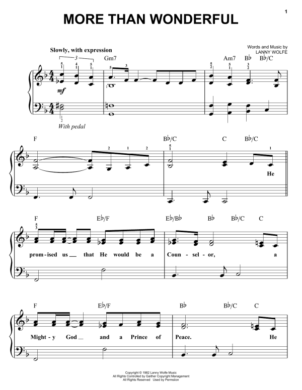Lanny Wolfe More Than Wonderful Musik Noten - Easy Piano - 157575-0