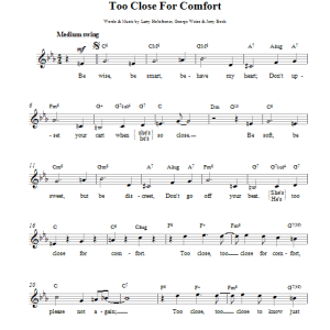 Larry Holofcener Too Close For Comfort Musik Noten - Lead Sheet / Fake Book - 14200-0