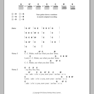 Leadbelly C.C. Rider Musik Noten - Guitar Chords/Lyrics - 108572-0