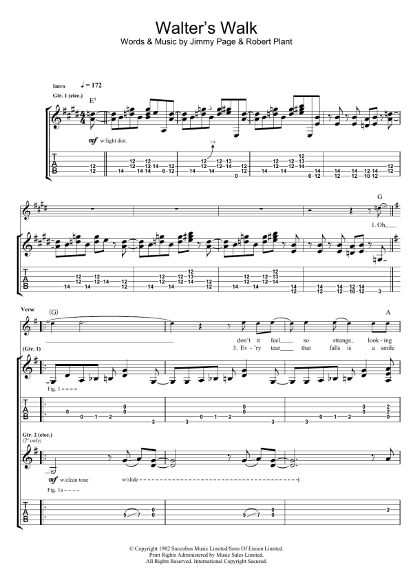 Led Zeppelin Walter's Walk Musik Noten - Guitar Tab - 115227-0