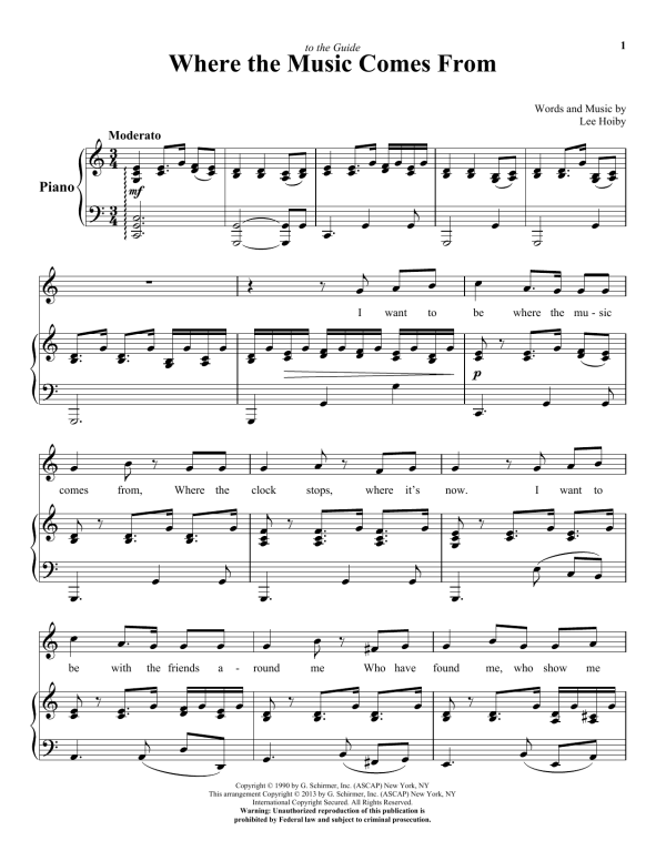 Lee Hoiby Where The Music Comes From Musik Noten - Piano & Vocal - 156312-0