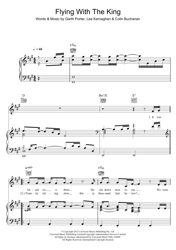 Lee Kernaghan Flying With The King Musik Noten - Piano, Vocal & Guitar Chords - 119133-0