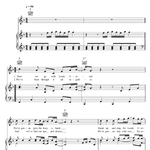 Leeds United Team & Supporters Leeds, Leeds, Leeds (Marching On Together) Musik Noten - Piano, Vocal & Guitar Chords - 104249-0