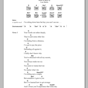 Lene Marlin Sitting Down Here Musik Noten - Guitar Chords/Lyrics - 100346-0