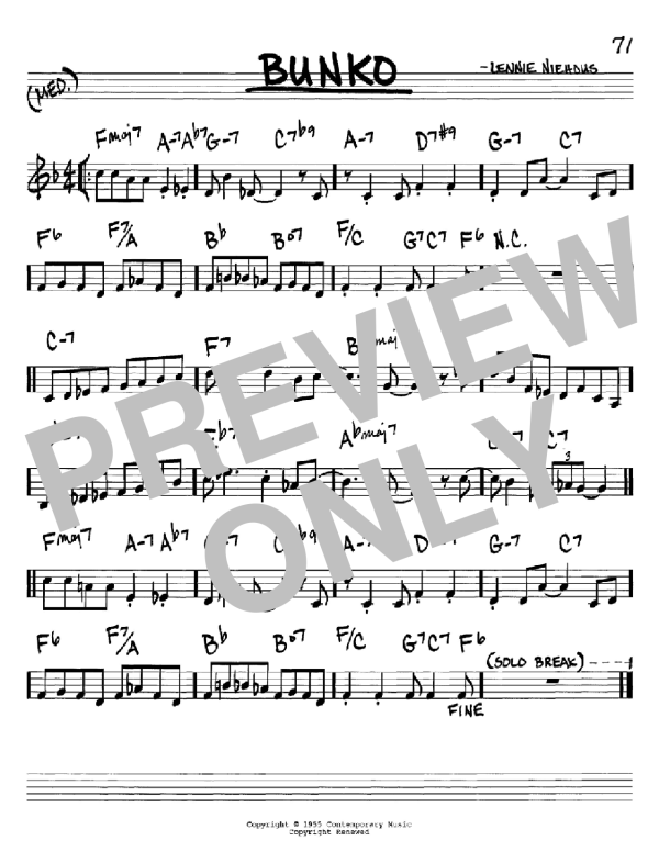 Lennie Niehous Bunko Musik Noten - Real Book – Melody & Chords – C Instruments - 60087-0