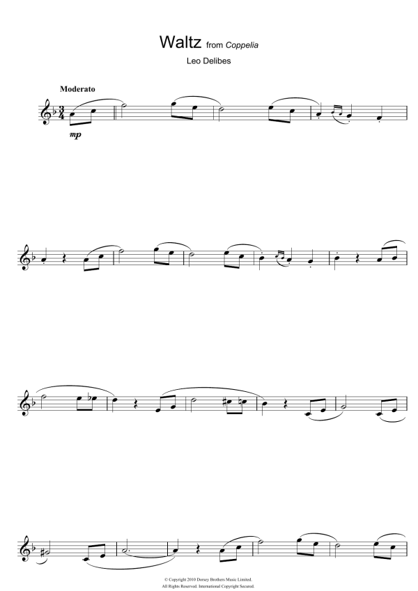 Léo Delibes Waltz (from Coppelia) Musik Noten - Alto Sax Solo - 105676-0