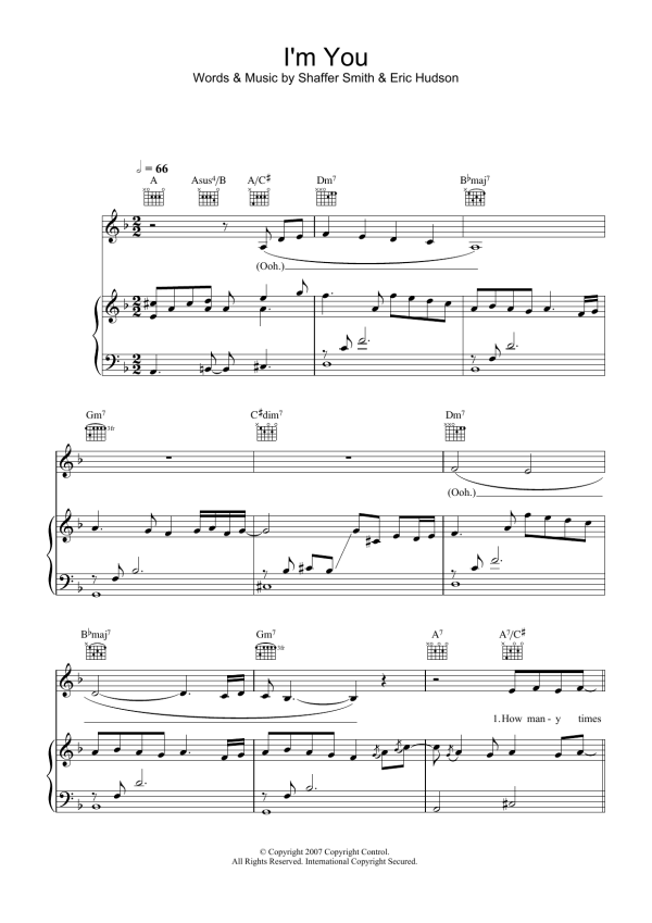 Leona Lewis I'm You Musik Noten - Piano, Vocal & Guitar Chords - 39776-0