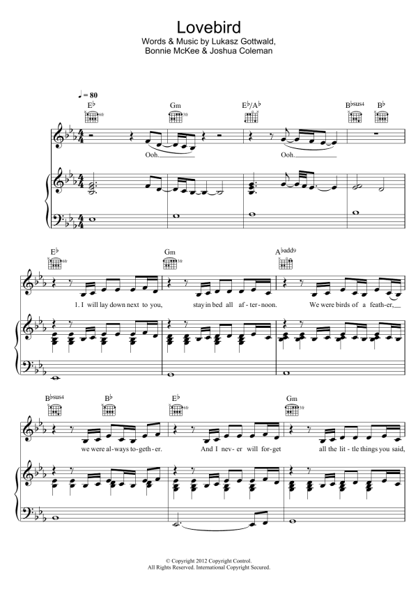 Leona Lewis Lovebird Musik Noten - Piano, Vocal & Guitar Chords - 115415-0