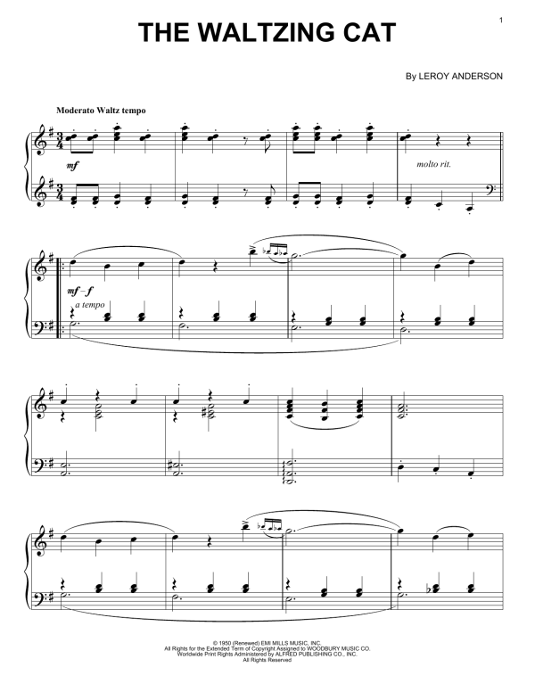 Leroy Anderson The Waltzing Cat Musik Noten - Piano Solo - 160675-0