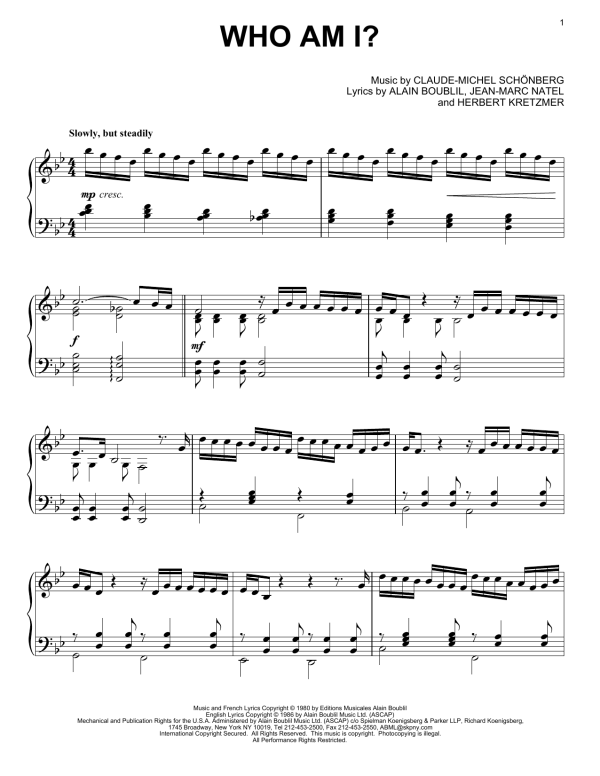 Les Miserables (Musical) Who Am I? Musik Noten - Piano Solo - 90862-0