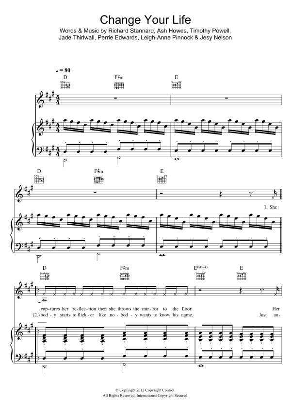 Little Mix Change Your Life Musik Noten - Piano, Vocal & Guitar Chords - 115686-0