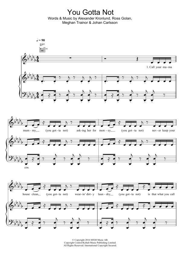 Little Mix You Gotta Not Musik Noten - Piano, Vocal & Guitar Chords - 123885-0