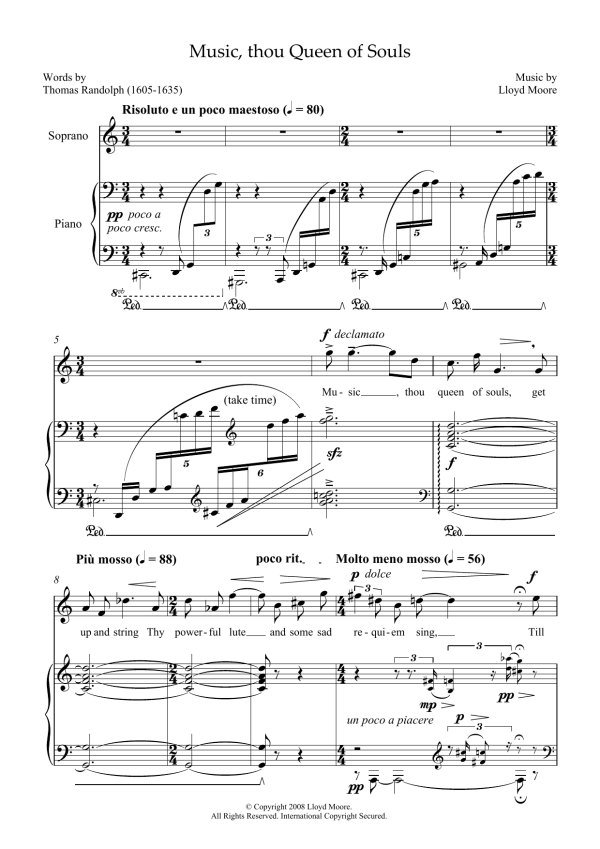 Lloyd Moore Music, thou Queen of Souls (for soprano and piano) Musik Noten - Piano & Vocal - 45876-0