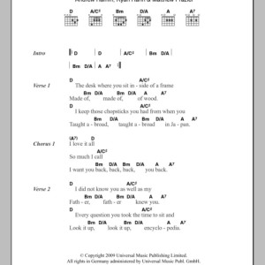 Local Natives Airplanes Musik Noten - Guitar Chords/Lyrics - 103804-0