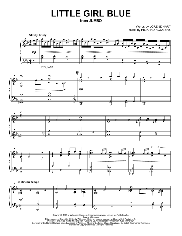 Lorenz Hart Little Girl Blue Musik Noten - Piano Solo - 91808-0