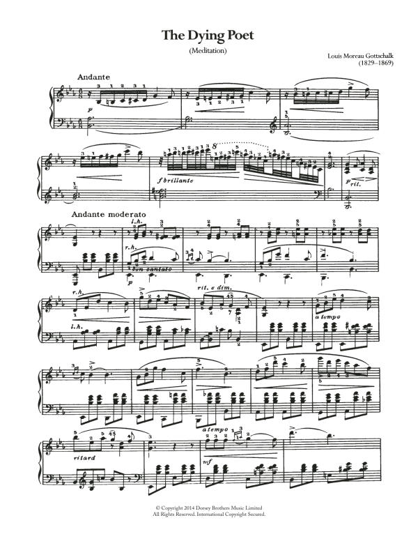 Louis Moreau Gottschalk The Dying Poet (Meditation) Musik Noten - Piano Solo - 119461-0