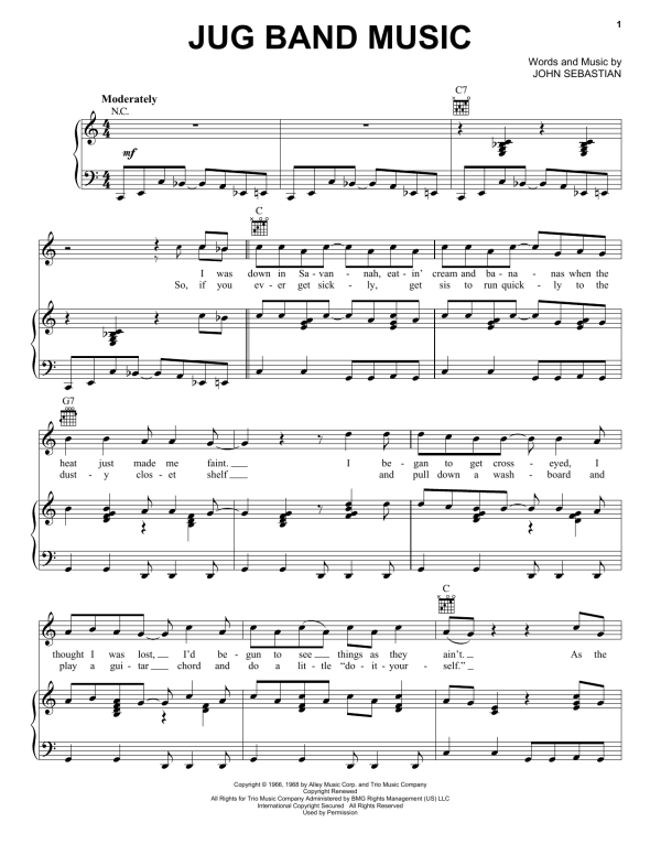Lovin' Spoonful Jug Band Music Musik Noten - Piano, Vocal & Guitar Chords - 157426-0