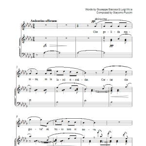 Luciano Pavarotti Che Gelida Manina (from La Boheme) Musik Noten - Piano, Vocal & Guitar Chords - 39231-0