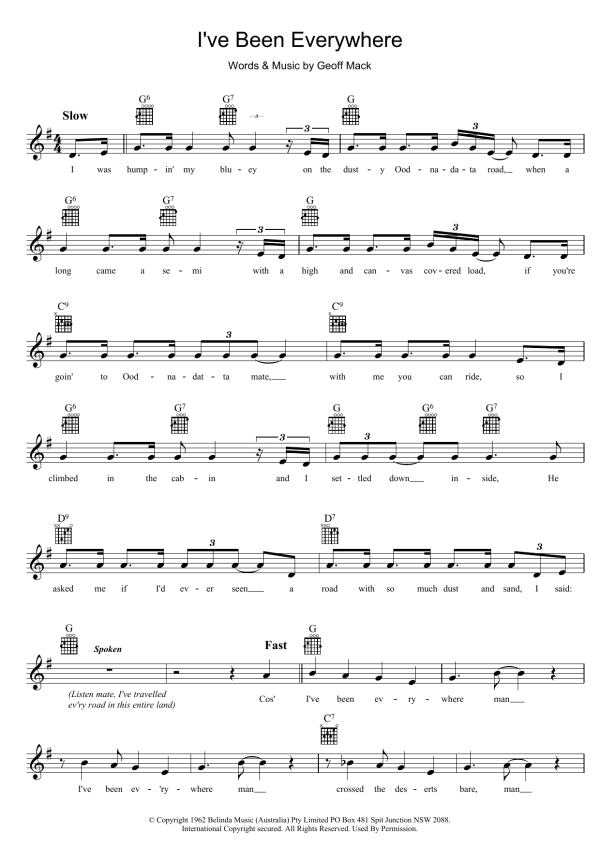 Lucky Starr I've Been Everywhere Musik Noten - Lead Sheet / Fake Book - 39415-0