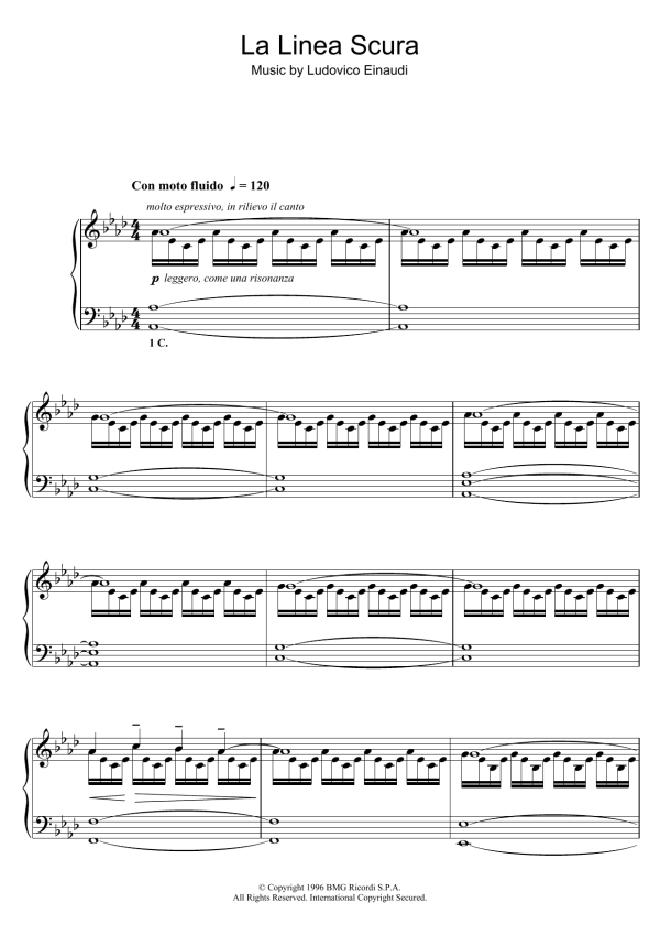 Ludovico Einaudi La Linea Scura Musik Noten - Piano Solo - 106360-0