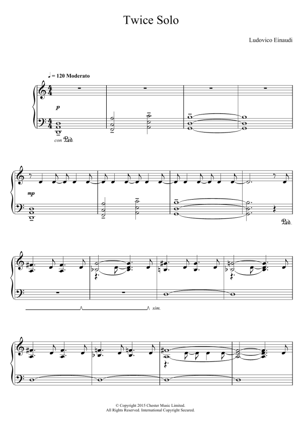 Ludovico Einaudi Twice Solo Musik Noten - Piano Solo - 123853-0