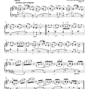 Ludwig van Beethoven Six Variations In G Major, WoO 77 Musik Noten - Piano Solo - 93981-0