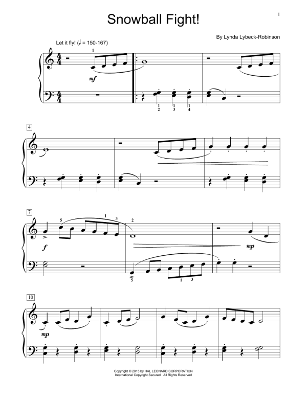 Lynda Lybeck-Robinson Snowball Fight! Musik Noten - Educational Piano - 158556-0