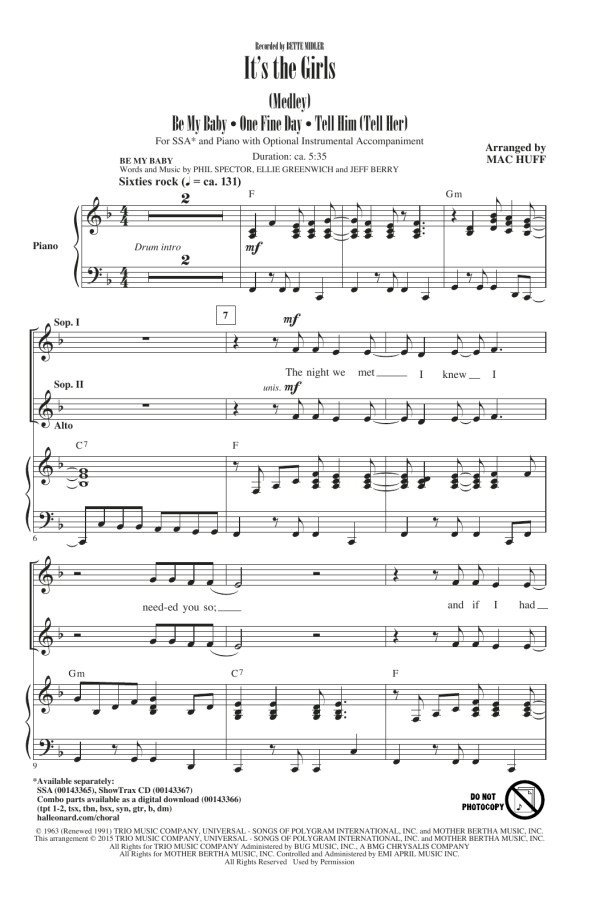 Mac Huff It's The Girls (Medley) Musik Noten - SSA Choir - 159822-0