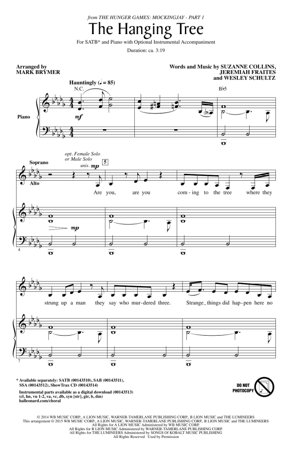 Mark Brymer The Hanging Tree Musik Noten - SATB Choir - 159718-0