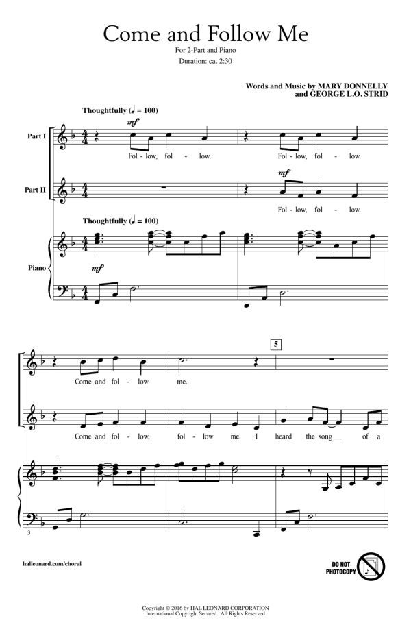 Mary Donnelly Come And Follow Me Musik Noten - 2-Part Choir - 169934-0