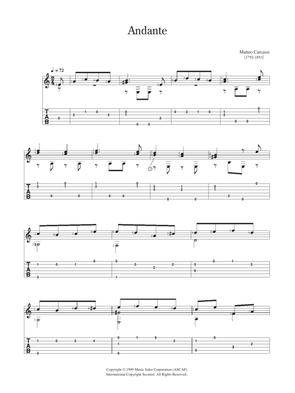 Matteo Carcassi Andante Musik Noten - Easy Guitar - 118753-0
