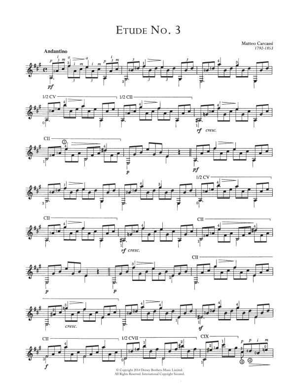 Matteo Carcassi Etude No. 3 Musik Noten - Solo Guitar - 118552-0