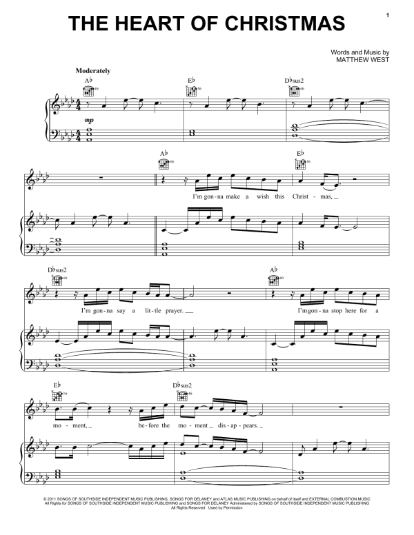 Matthew West The Heart Of Christmas Musik Noten - Piano, Vocal & Guitar Chords - 172271-0