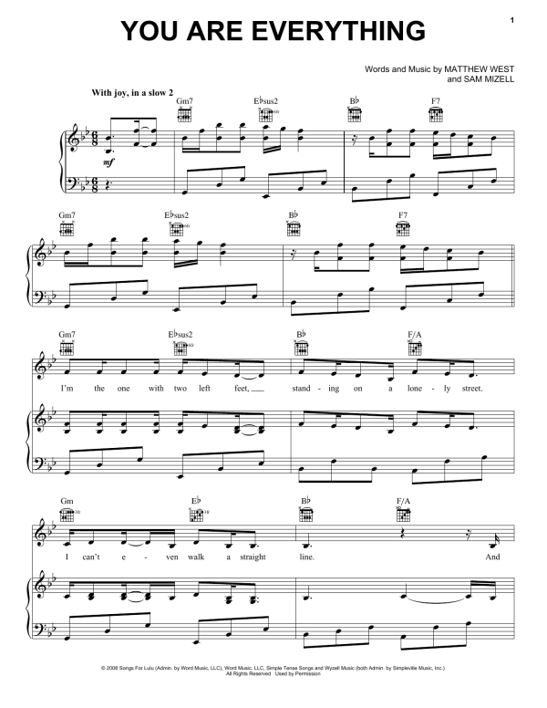 Matthew West You Are Everything Musik Noten - Piano, Vocal & Guitar Chords - 95336-0