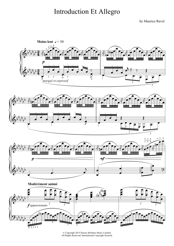 Maurice Ravel Introduction Et Allegro Musik Noten - Piano Solo - 120560-0