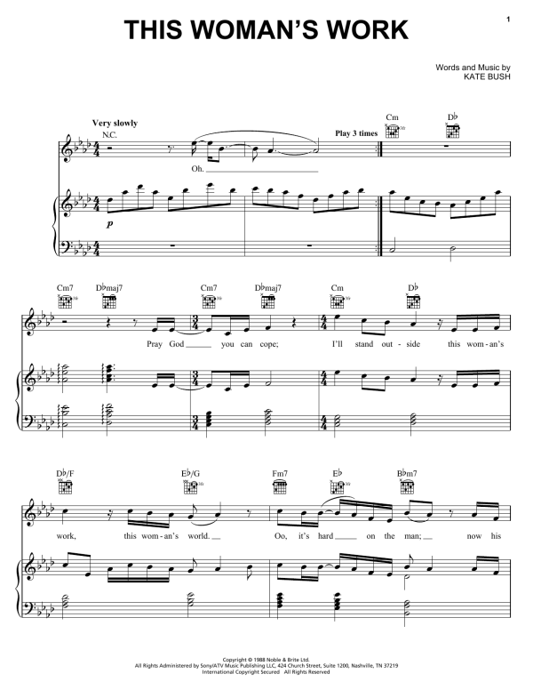 Maxwell This Woman's Work Musik Noten - Piano, Vocal & Guitar Chords - 19880-0