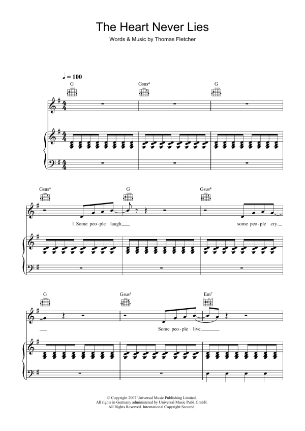 McFly The Heart Never Lies Musik Noten - Piano, Vocal & Guitar Chords - 39474-0