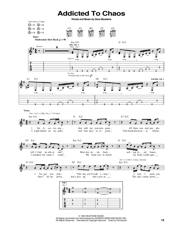Megadeth Addicted To Chaos Musik Noten - Guitar Tab - 167450-0