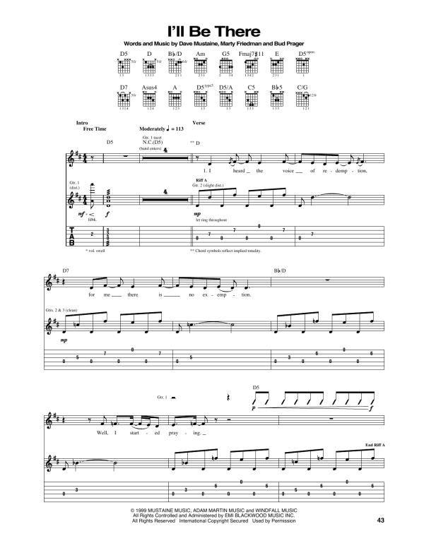 Megadeth I'll Be There Musik Noten - Guitar Tab - 166009-0