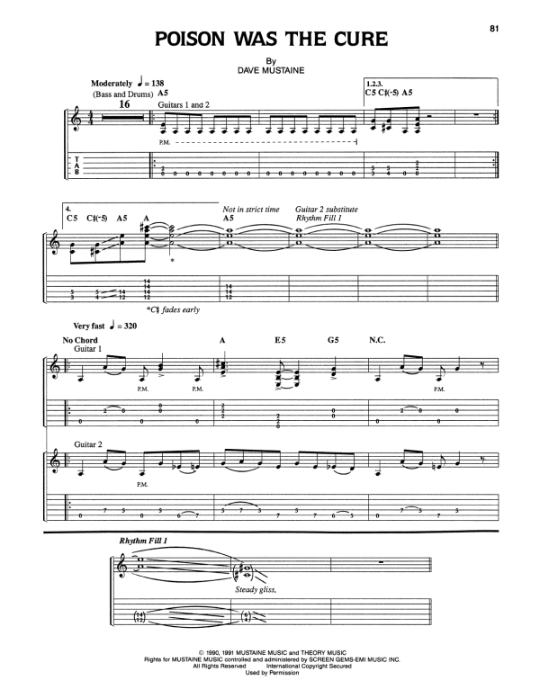 Megadeth Poison Was The Cure Musik Noten - Guitar Tab - 170516-0